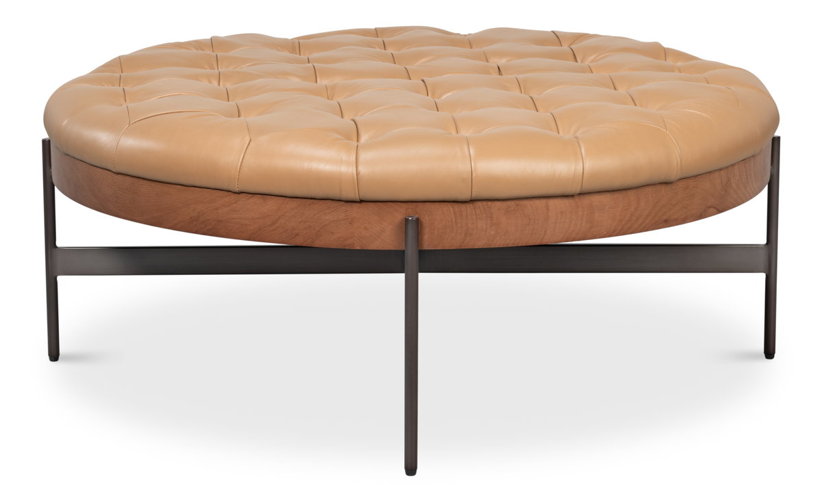 Corbet Cocktail Ottoman  Caramel Brown, by Sarreid, 3'3" length x 3'3" width x 1'4" height View 2
