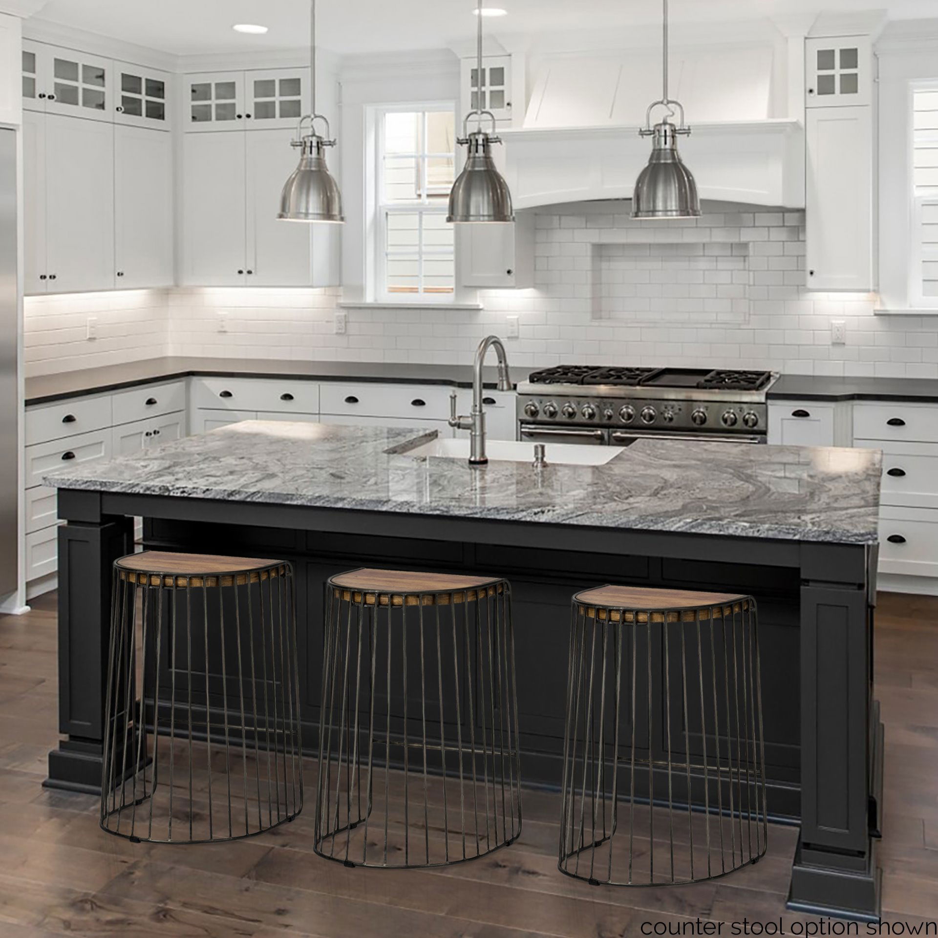 Seagram 30.5' Seat Height Brown Seat Black Metal Frame Stool, Counter & Bar Stool by Mercana, 20" length x 18" width x 30.5" height View 2