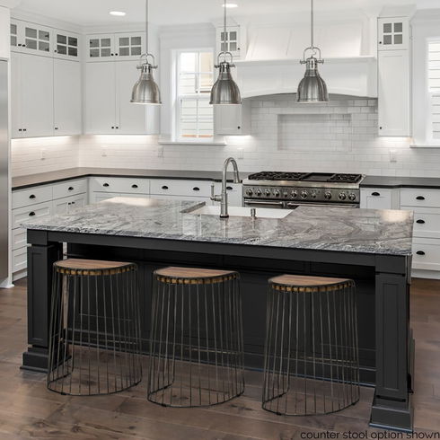 Seagram 30.5" Seat Height Brown Seat Black Metal Frame Stool