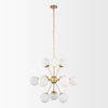 Barbara Brushed Gold Metal with Frosted Glass Globes 11-Light Chandelier, by Mercana, 31.5" length x 31.5" width x 31.5" height thumbnail 3
