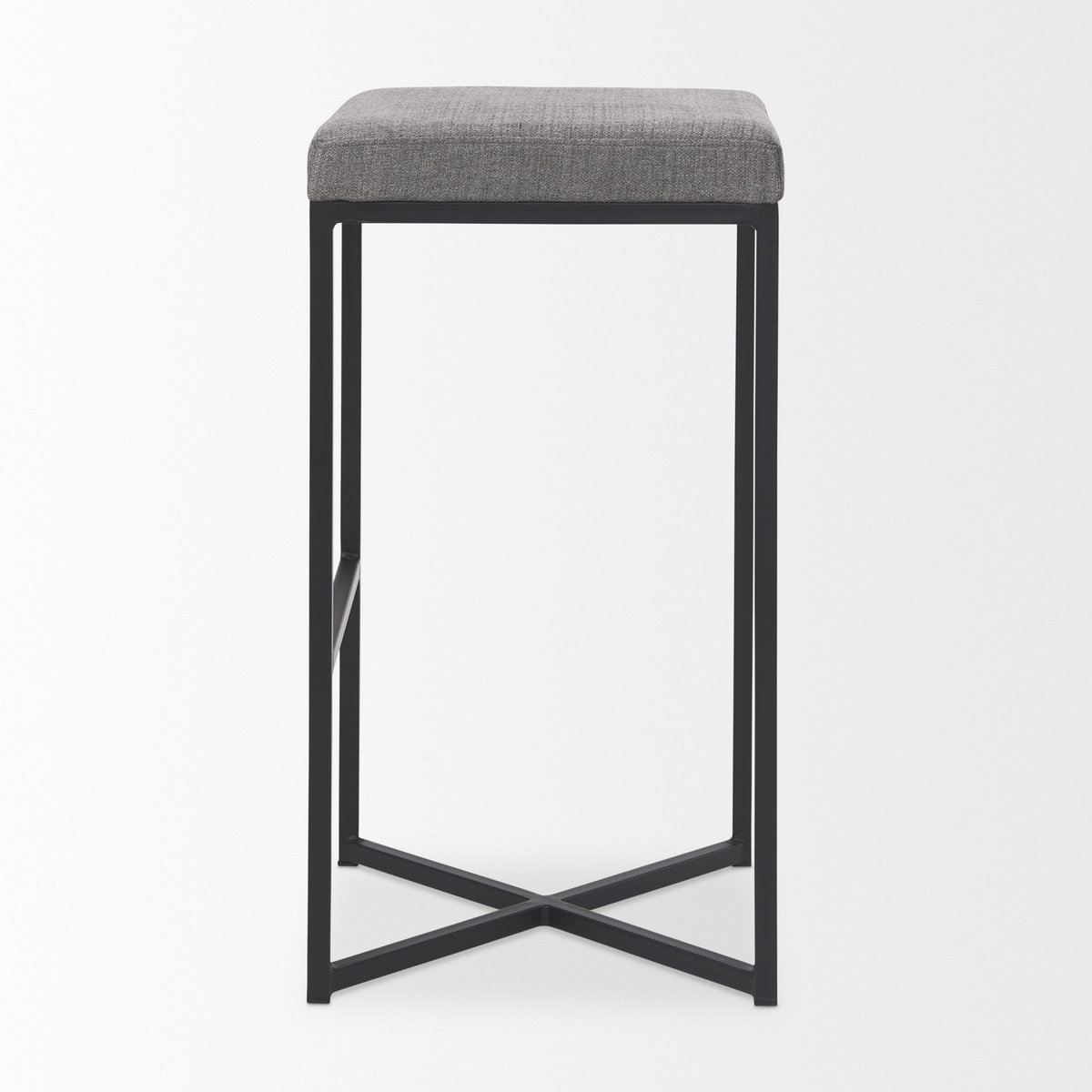 Frodo Backless 29.75in Seat Bar Stool | Gray Fabric with Black Iron, Counter & Bar Stool by Mercana, 16.54" length x 16.54" width x 30.32" height View 4