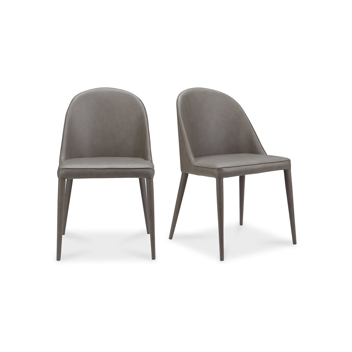 Burton Dining Chair Grey Vegan Leather - Set Of Two, by Moe's Home, 19" width x 33" height x 22" depth View 2