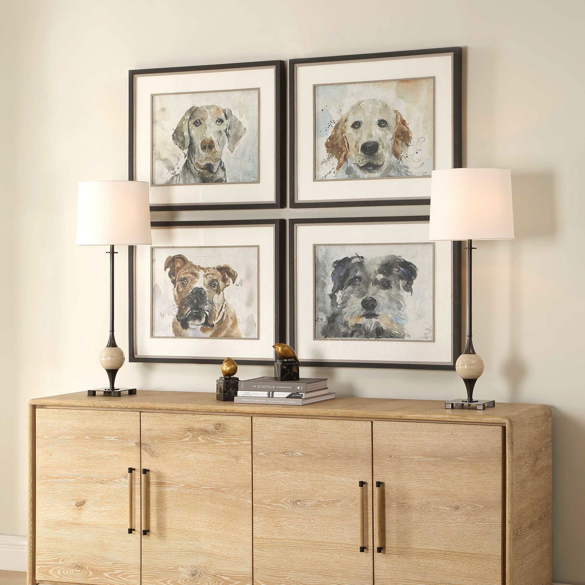 Dog Days Framed Prints Set/4, Art by Uttermost, 28" width x 23.37" height x 1.75" depth View 3