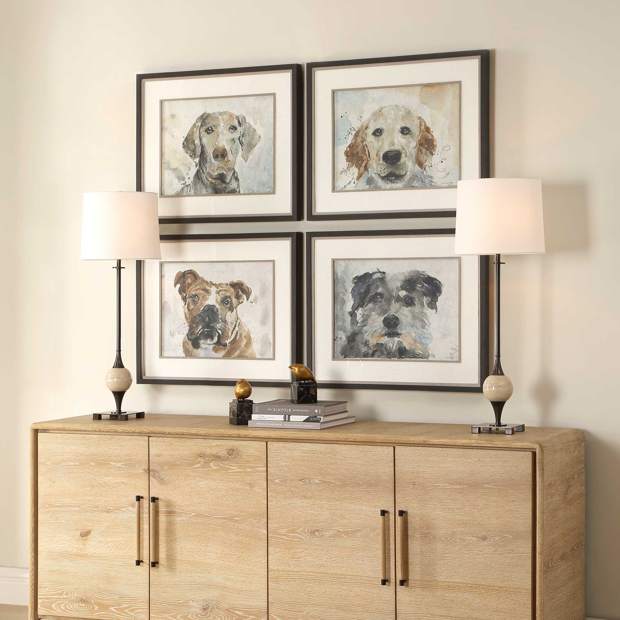 Dog Days Framed Prints Set/4, Painting by Uttermost, 28" width x 23.37" height x 1.75" depth View 3