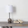Brant I 25' Brown Resin Base White Shade Table Lamp, by Mercana, 6.25" length x 6.25" width x 25" height thumbnail 3