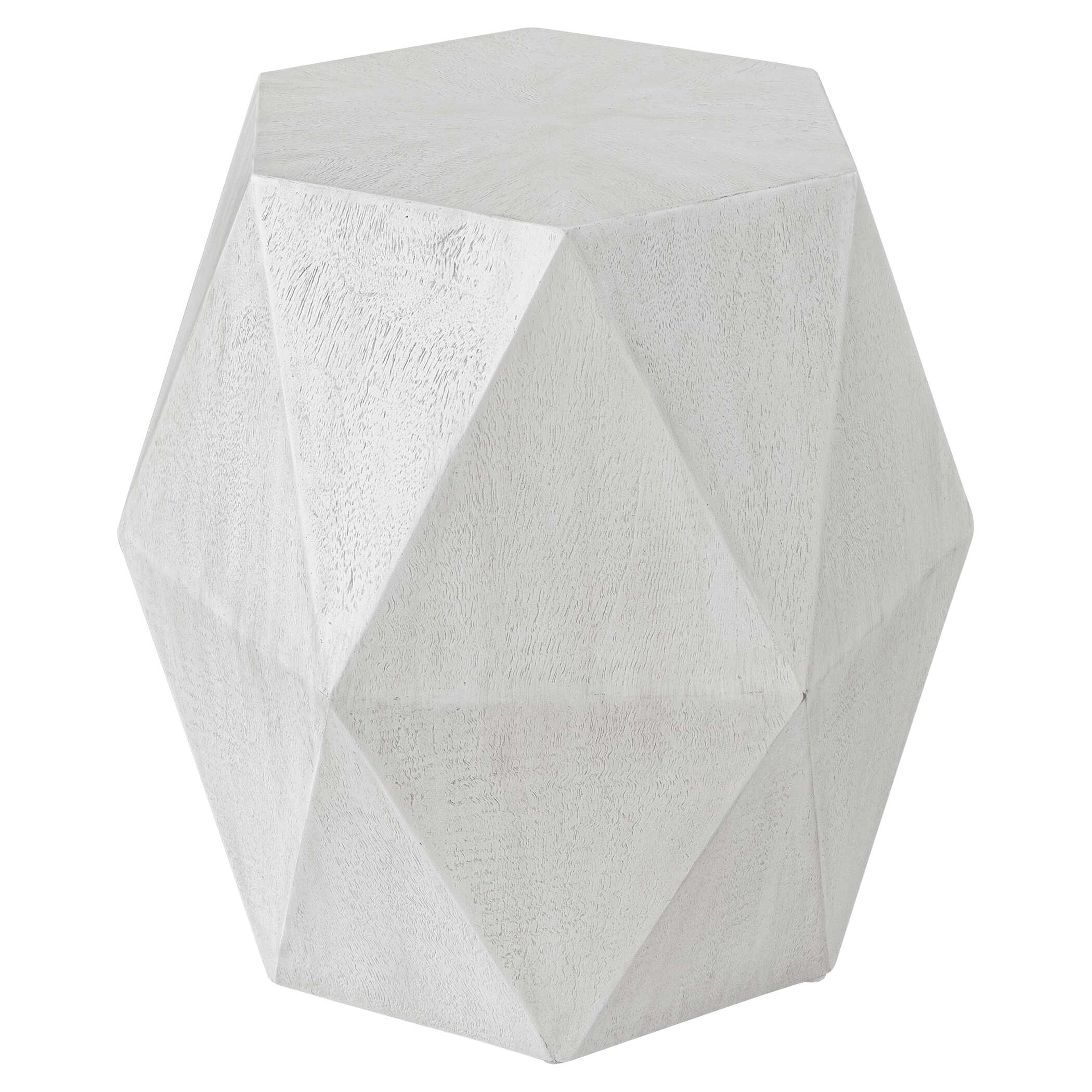 Volker White Geometric Accent Table, Furniture by Uttermost, 18" width x 18" height x 15.6" depth View 6