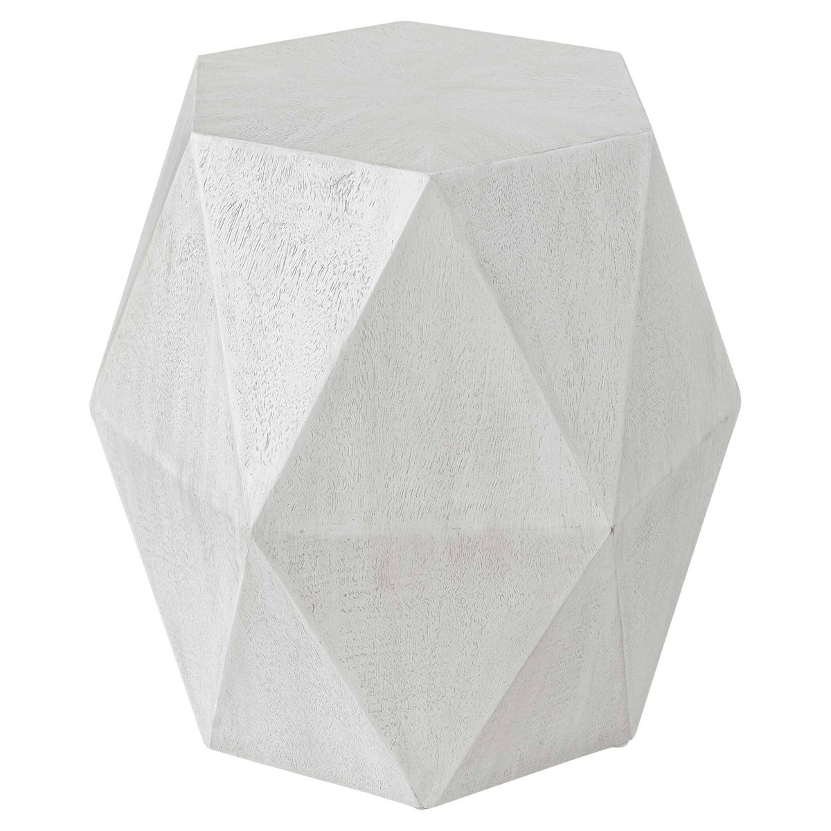 Volker White Geometric Accent Table, Side & End Table by Uttermost, 18" width x 18" height x 15.6" depth View 6