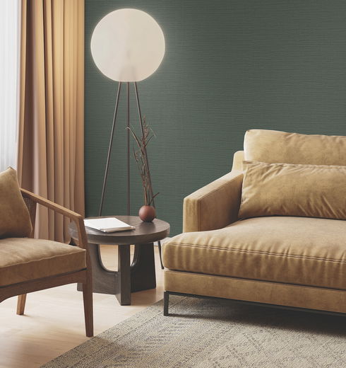 Horizon Paperweave Green Wallpaper
