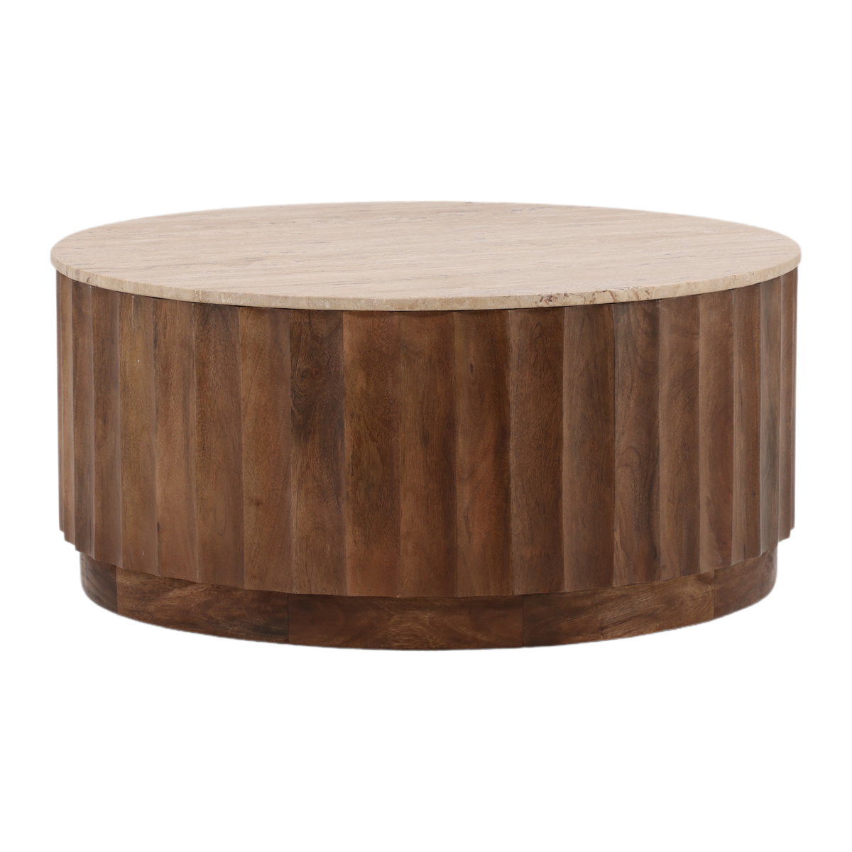 Milburn Coffee Table Brown, by Dovetail, 35.5" width x 16" height x 35" diameter x 35.5" depth View 1