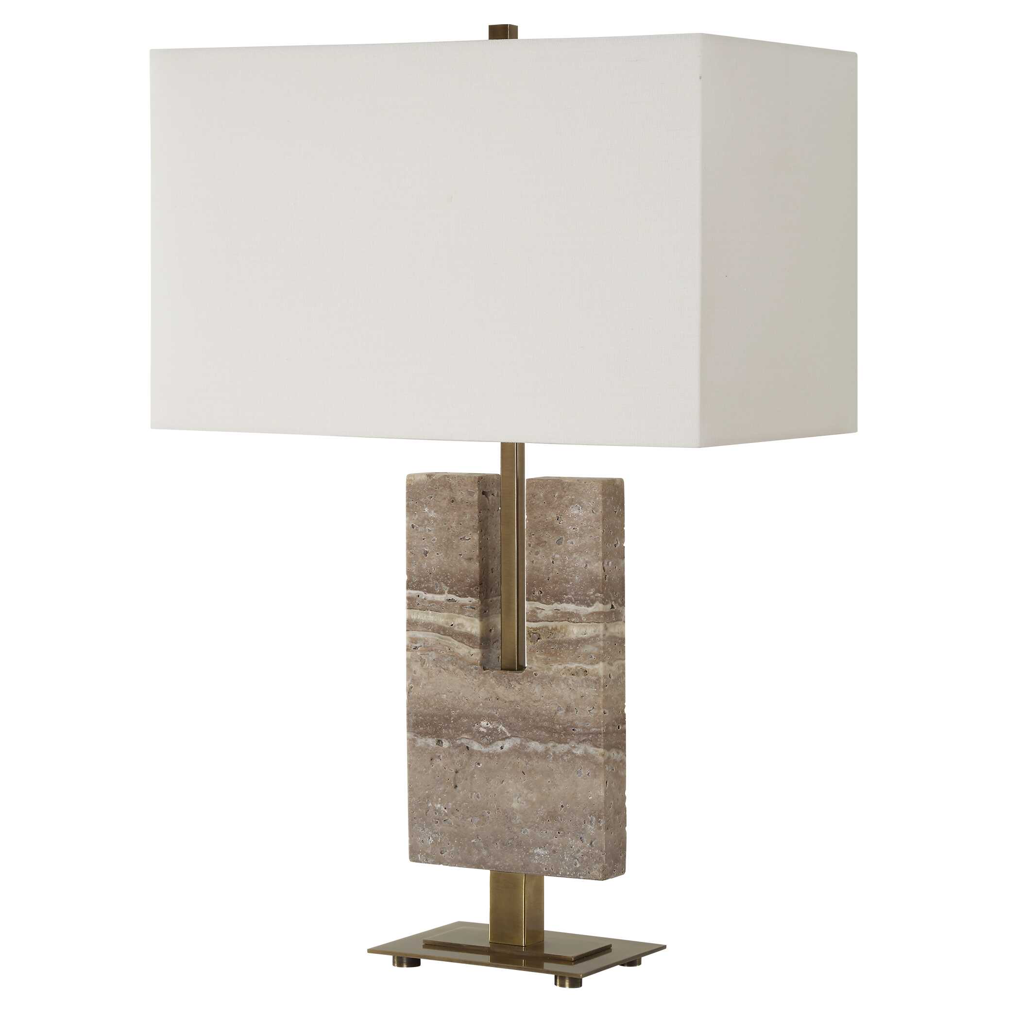 Turning Point Travertine Table Lamp, by Uttermost, 17" width x 26" height x 10" depth View 5