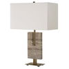 Turning Point Travertine Table Lamp, by Uttermost, 17" width x 26" height x 10" depth thumbnail 5