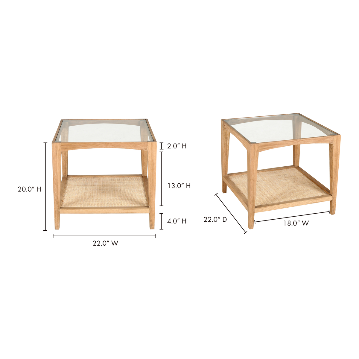 Harrington Side Table Natural, Side & End Table by Moe's Home, 22" width x 20" height x 22" depth View 7