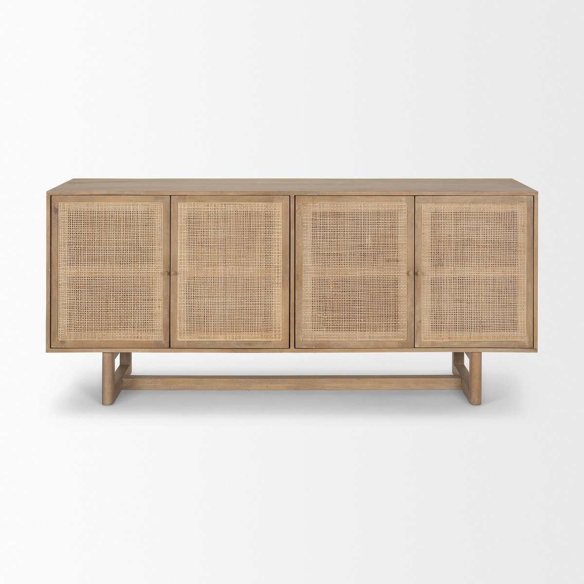 Grier 72' Light Brown Solid Wood with Cane Sideboard, Sideboards & Buffet by Mercana, 72" length x 18.75" width x 31.5" height View 4