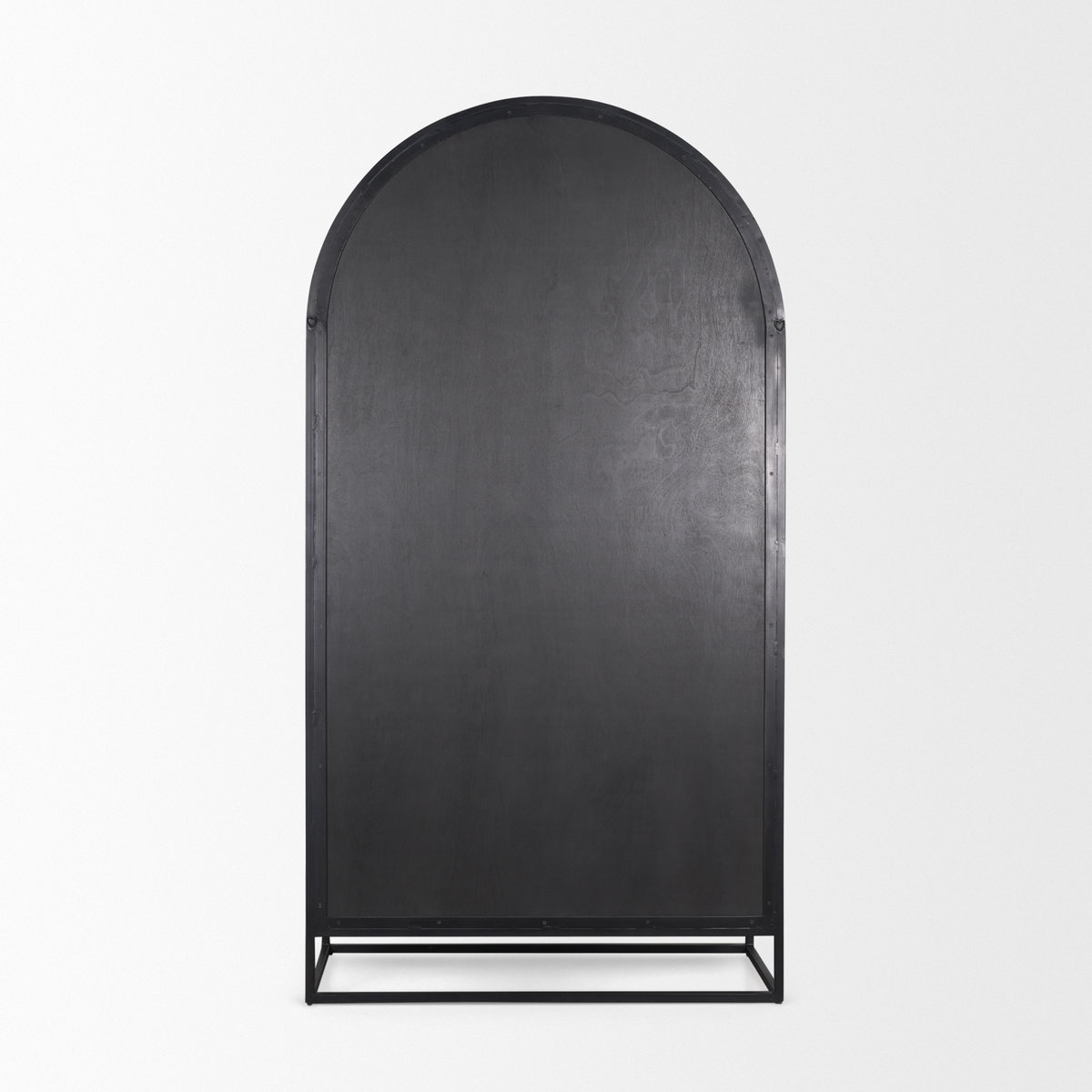 Sloan 42W x 80H Dark Brown Wood with Black Metal Arched Curio Cabinet, Cabinets & Sideboard by Mercana, 42" length x 18.5" width x 80" height View 9