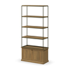 Braxton Light Brown Wood with Dark Aged Brass Metal Three Shelf Shelving Unit thumbnail 0