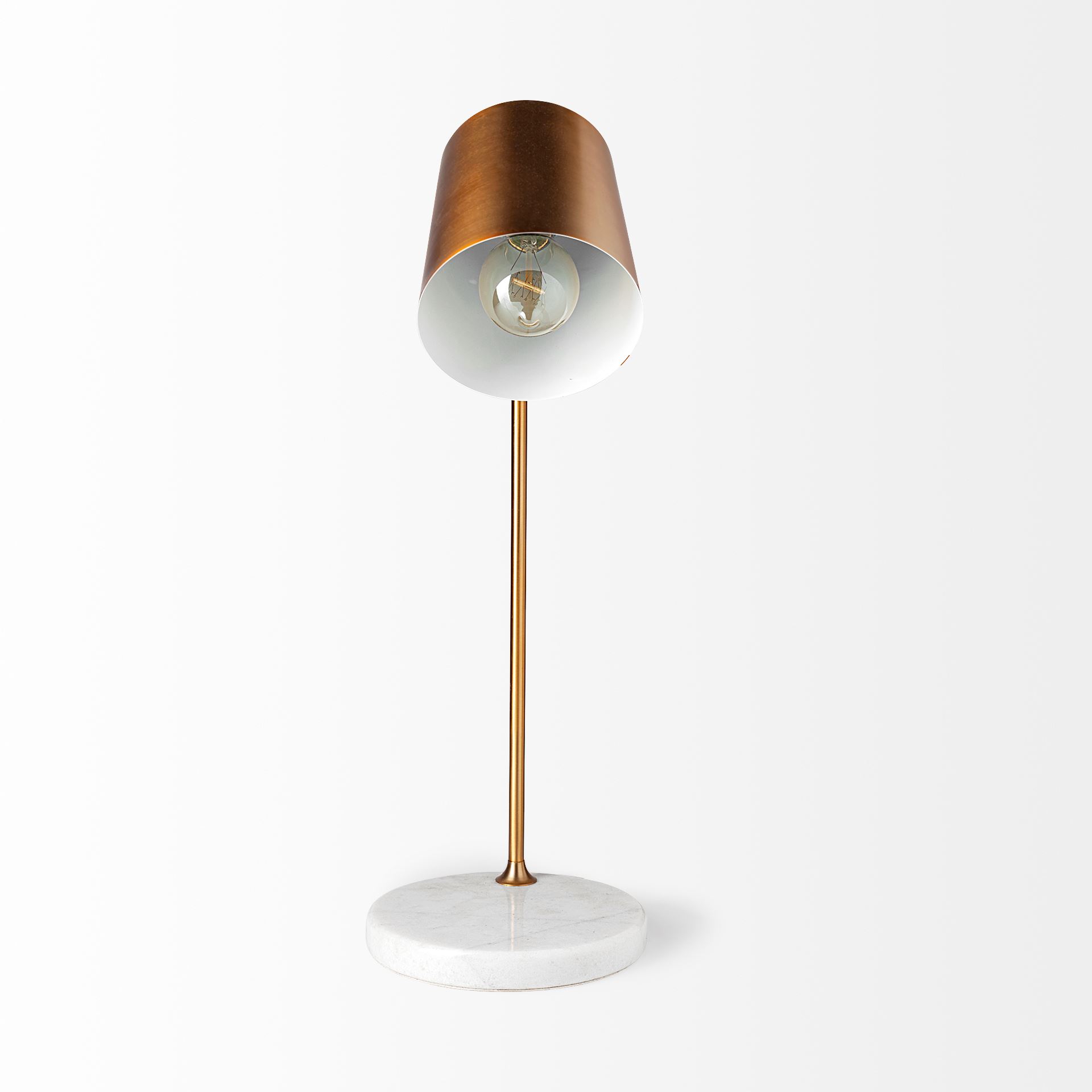Sanderson (21.8'H) Gold Metal Shade White Marble Base Table Lamp large image 