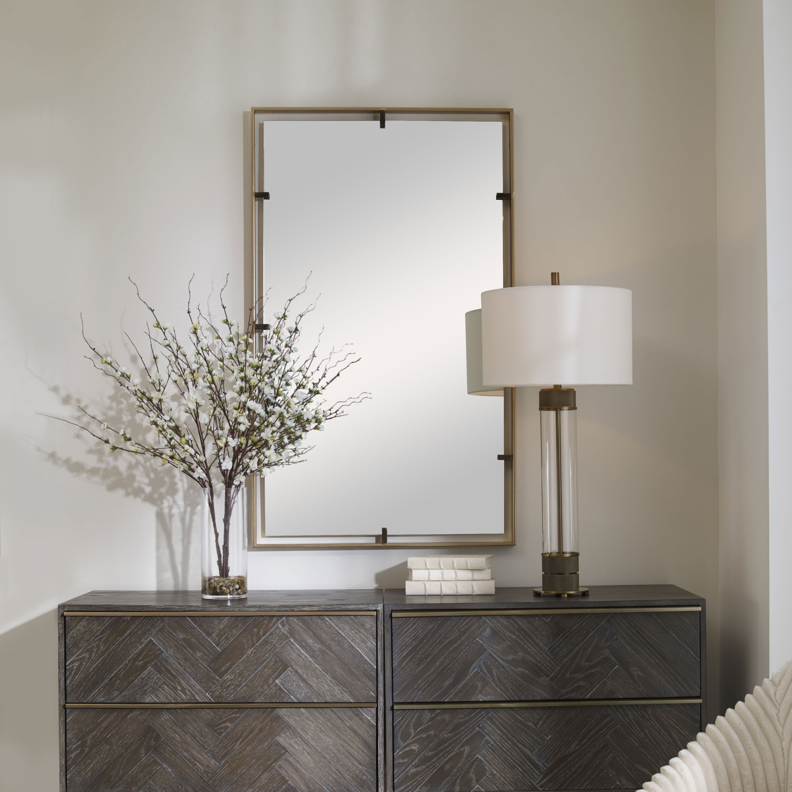 Egon Gold Wall Mirror, by Uttermost, 29.87" width x 50" height x 1.62" depth View 2