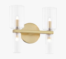 Online Designer Bathroom Aged Brass Parris Double Tube Sconce