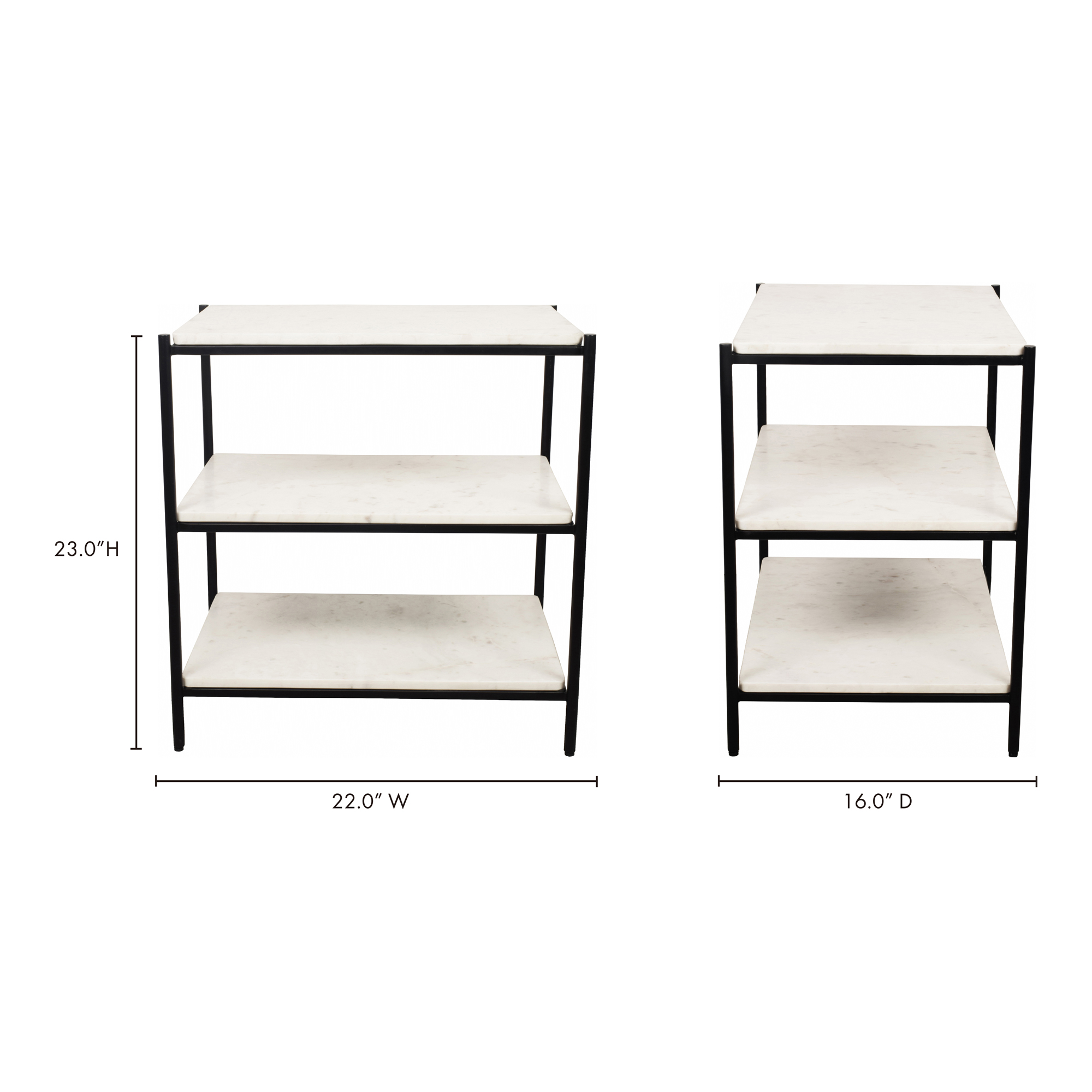 Trine Nightstand White Marble, by Moe's Home, 22" width x 23" height x 16" depth View 6