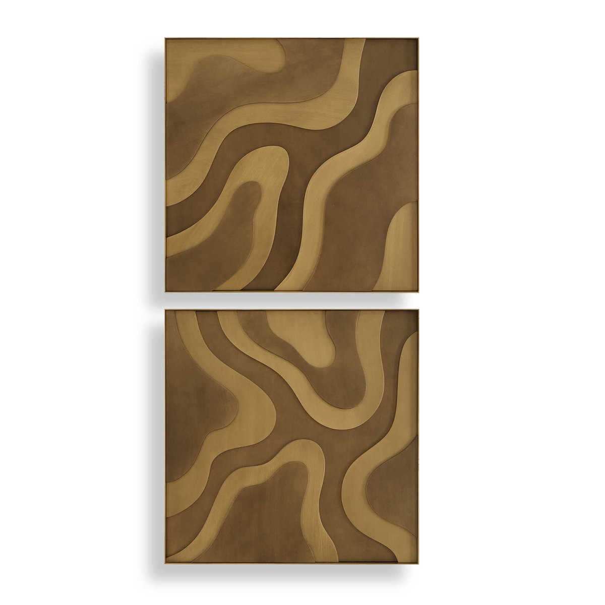 Golden Terrain Wooden Wall Decor Set/2, Sculptural Wall Art by Uttermost, 19.87" width x 19.87" height x 1.62" depth View 1