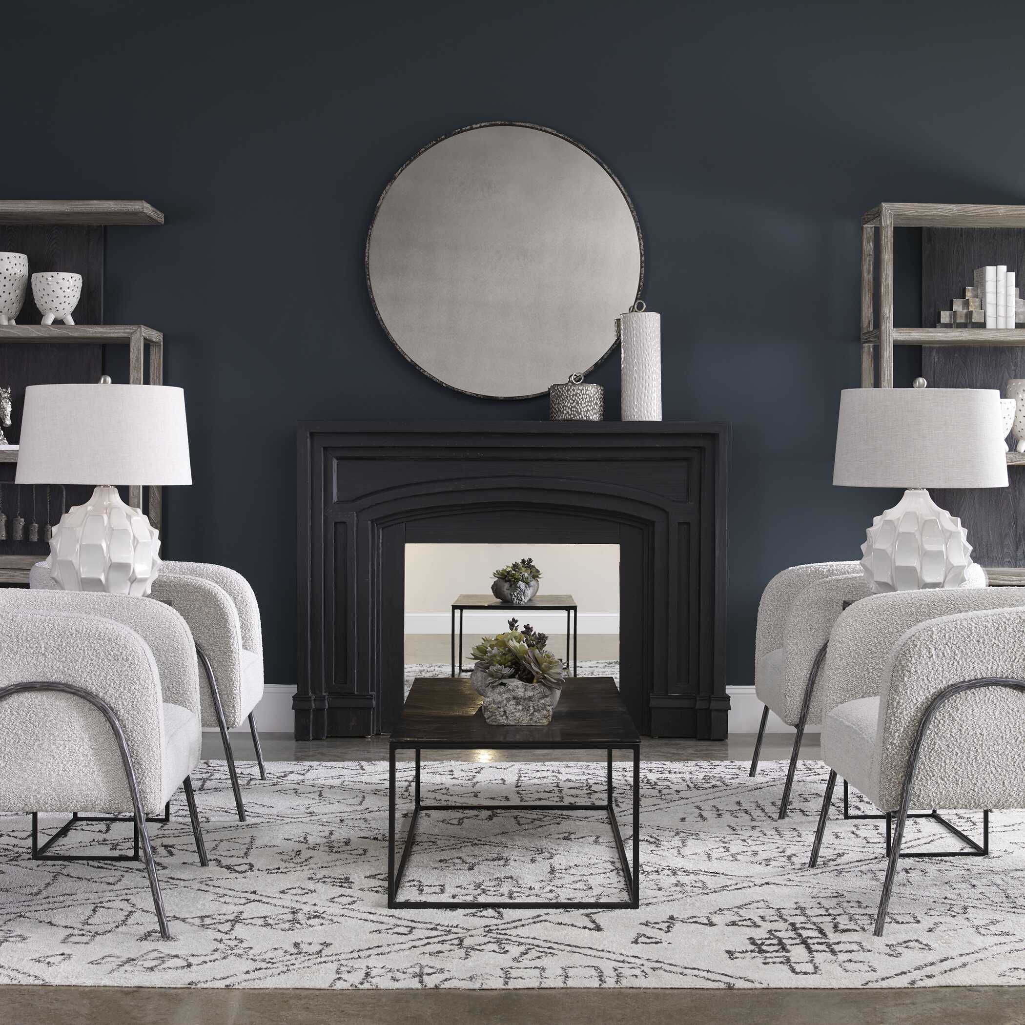 Guerina Scalloped White Lamp, by Uttermost, 19" width x 26" height x 19" depth View 4