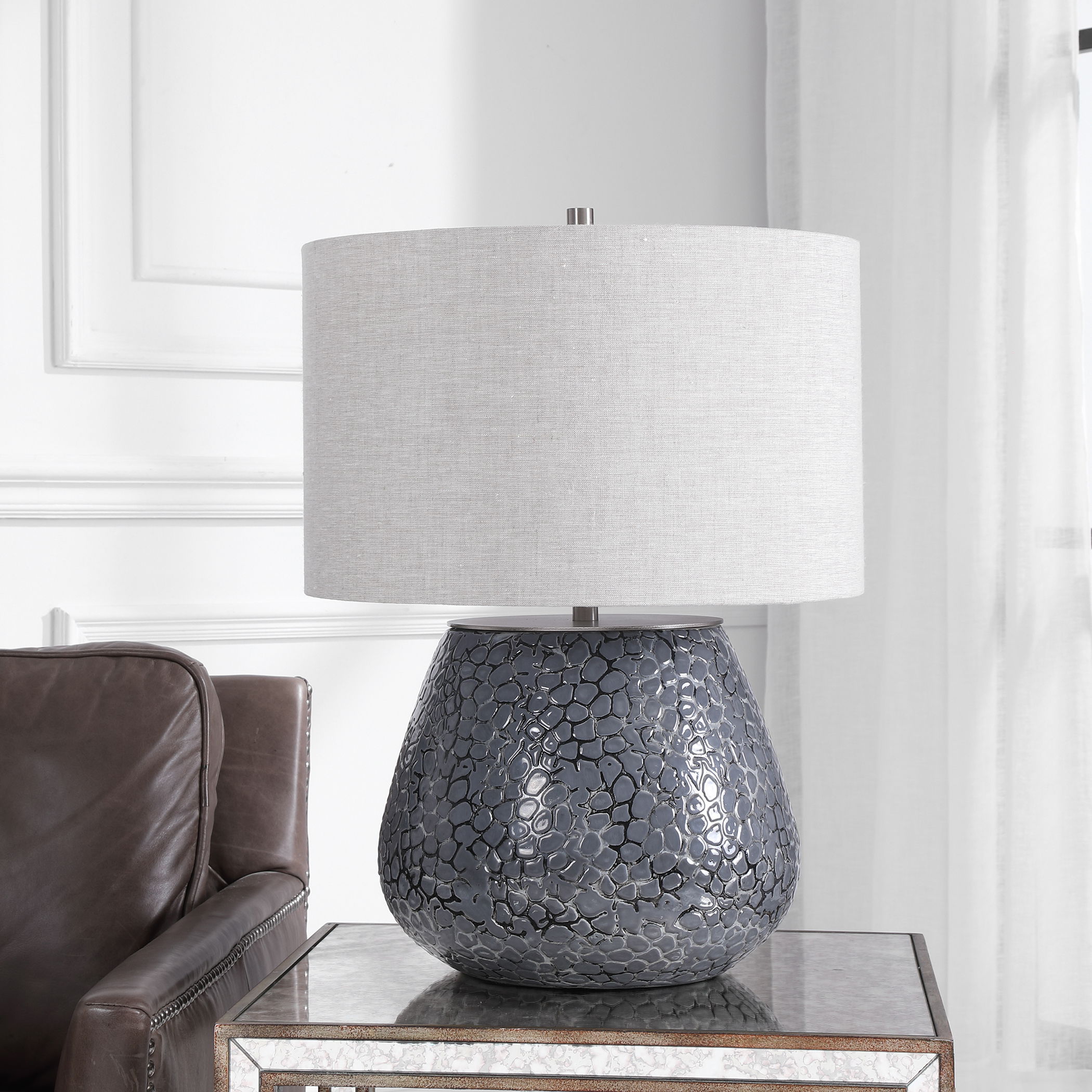 Pebbles Metallic Gray Table Lamp large image 