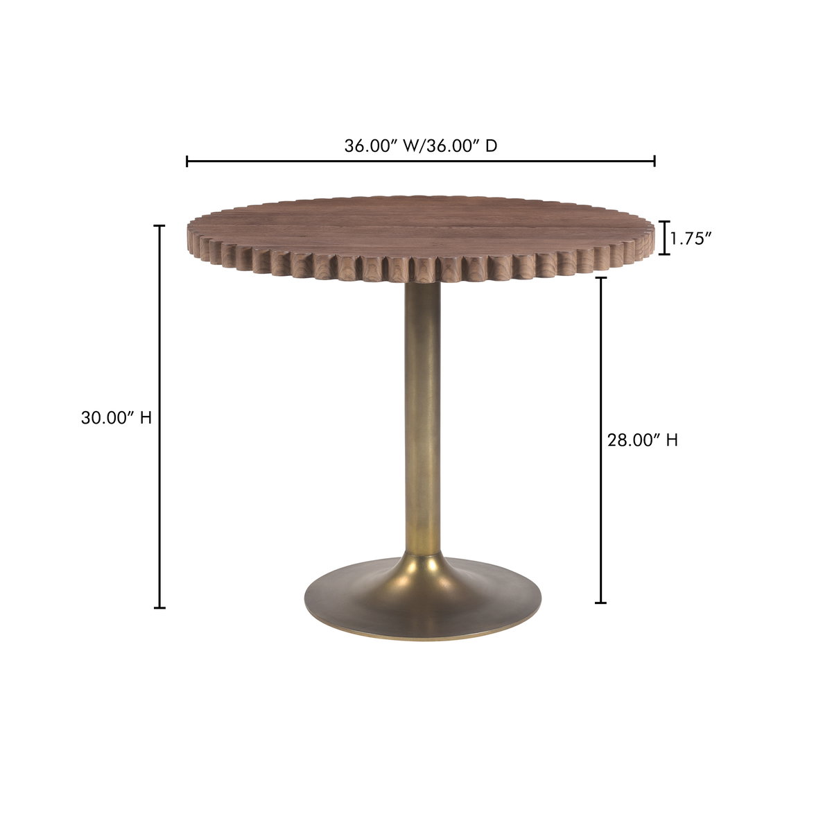 Nomi Cafe Table Brown, Coffee Table by Moe's Home, 36" width x 30" height x 36" depth View 13