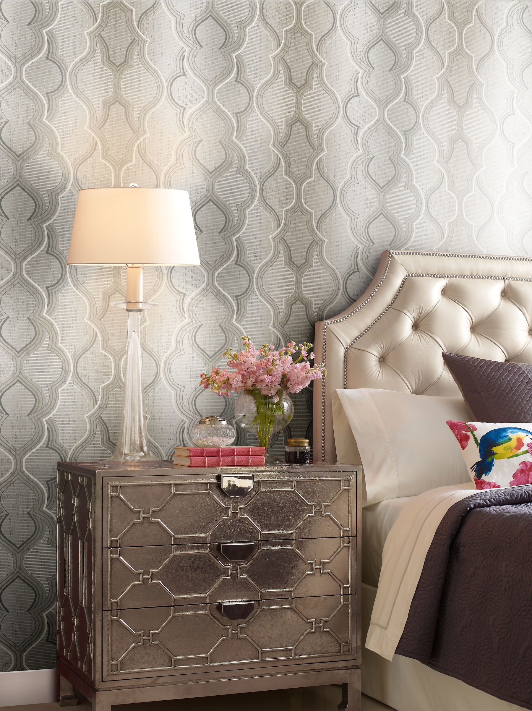 Ombre Damask Neutral Wallpaper large image 