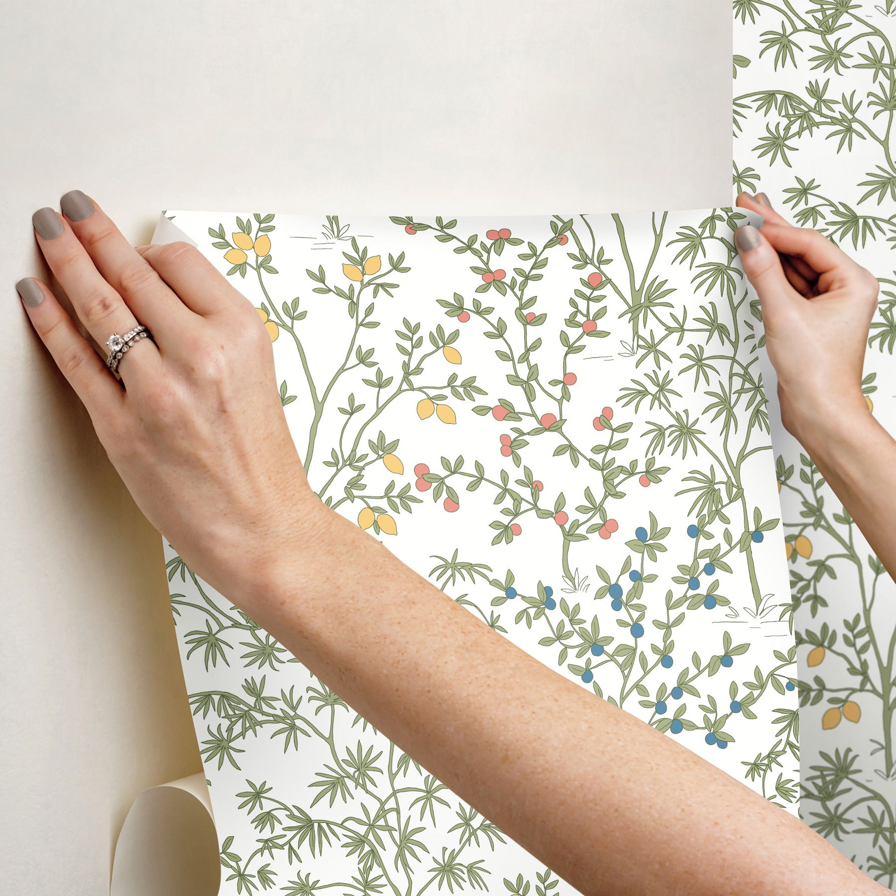 Lemon Grove White Peel & Stick Wallpaper large image 