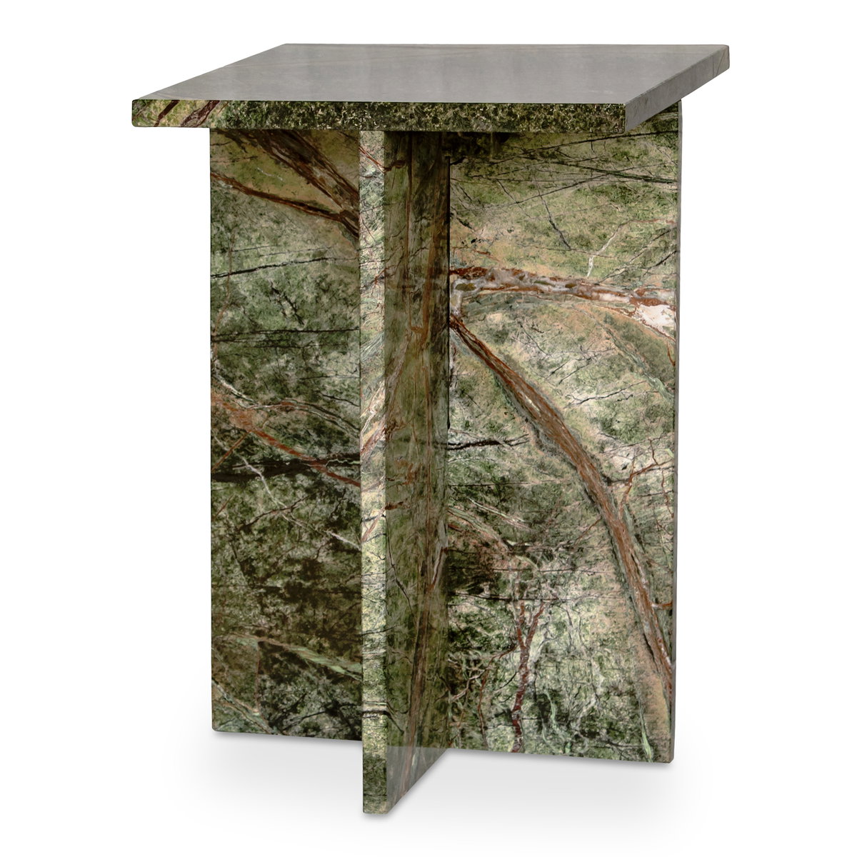 Blair Accent Table Rainforest Green Marble, Side & End Table by Moe's Home, 14" width x 20" height x 14" depth View 3
