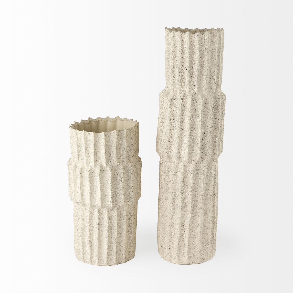 Cardon 23.0H Cream Ceramic Vase, by Mercana, 6.69" length x 6.69" width x 23.03" height View 6