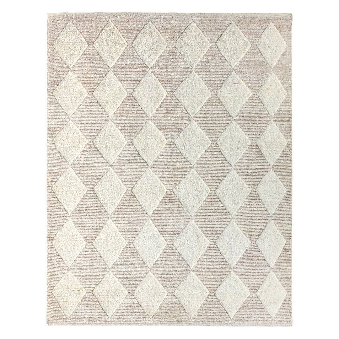 Jaipur Living Medak KEO14 Handknotted Striped White and Tan Area Rug, 6' width x 9' height x 0.33" depth View 3