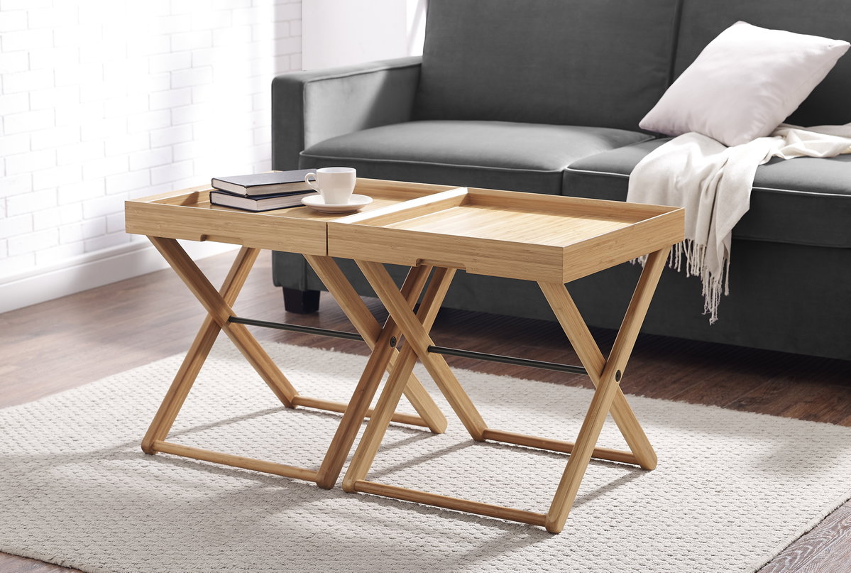 Teline Tray Table, Caramelized, Side & End Table by Greenington, 19" length x 19" width x 21" height View 4