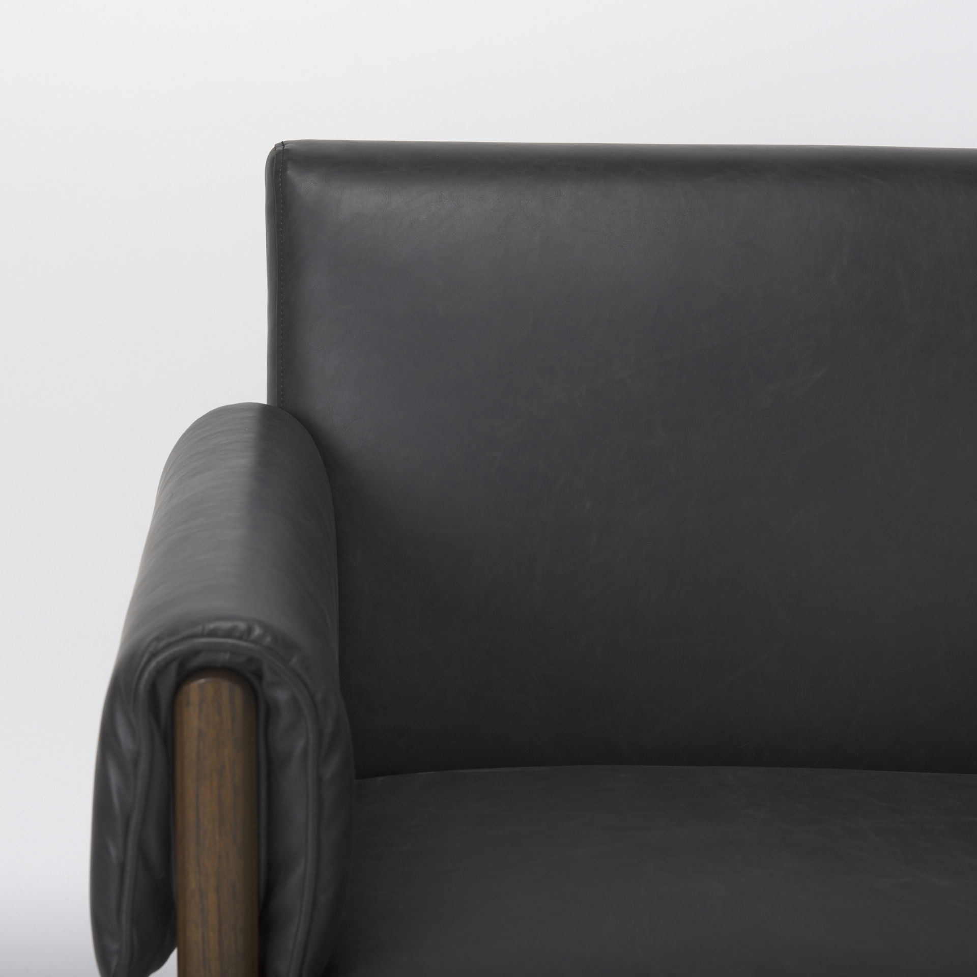 Ashton Black Faux Leather Fabric with Dark Brown Wood Accent Chair large image 