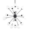 Barbara Matte Black Metal with Frosted Glass Globes 18-Light Chandelier, by Mercana, 48.82" length x 48.82" width x 48.82" height thumbnail 1