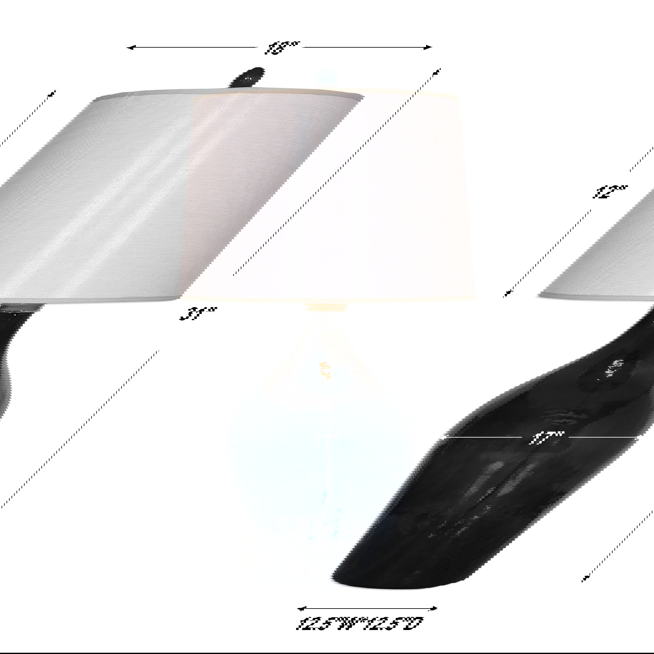 Lamone Blue Glass Lamp, by Uttermost, 18" width x 31" height x 18" depth View 3