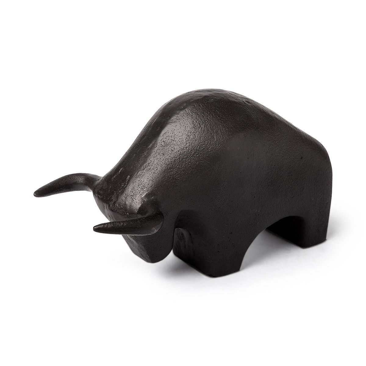 Tauro II 9L x 4W Black Cast Aluminum Raging Bull, Decorative Object by Mercana, 9" length x 4.25" width x 5" height View 1