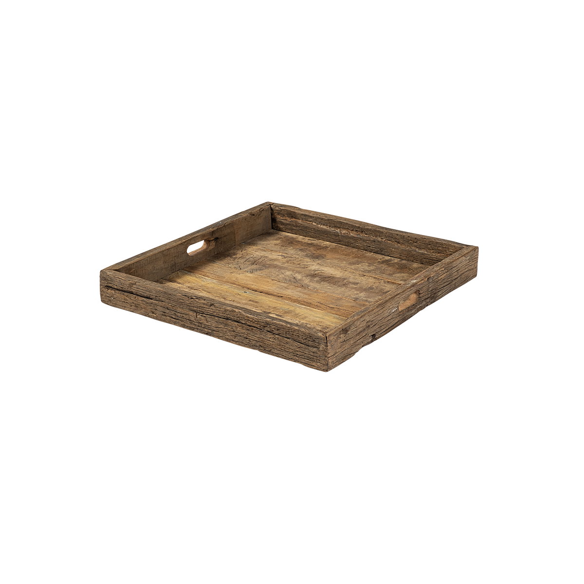 Carson (Small) 24L x 24W Brown Reclaimed Wood Tray, Decorative Tray by Mercana, 24" length x 24" width x 3" height View 1