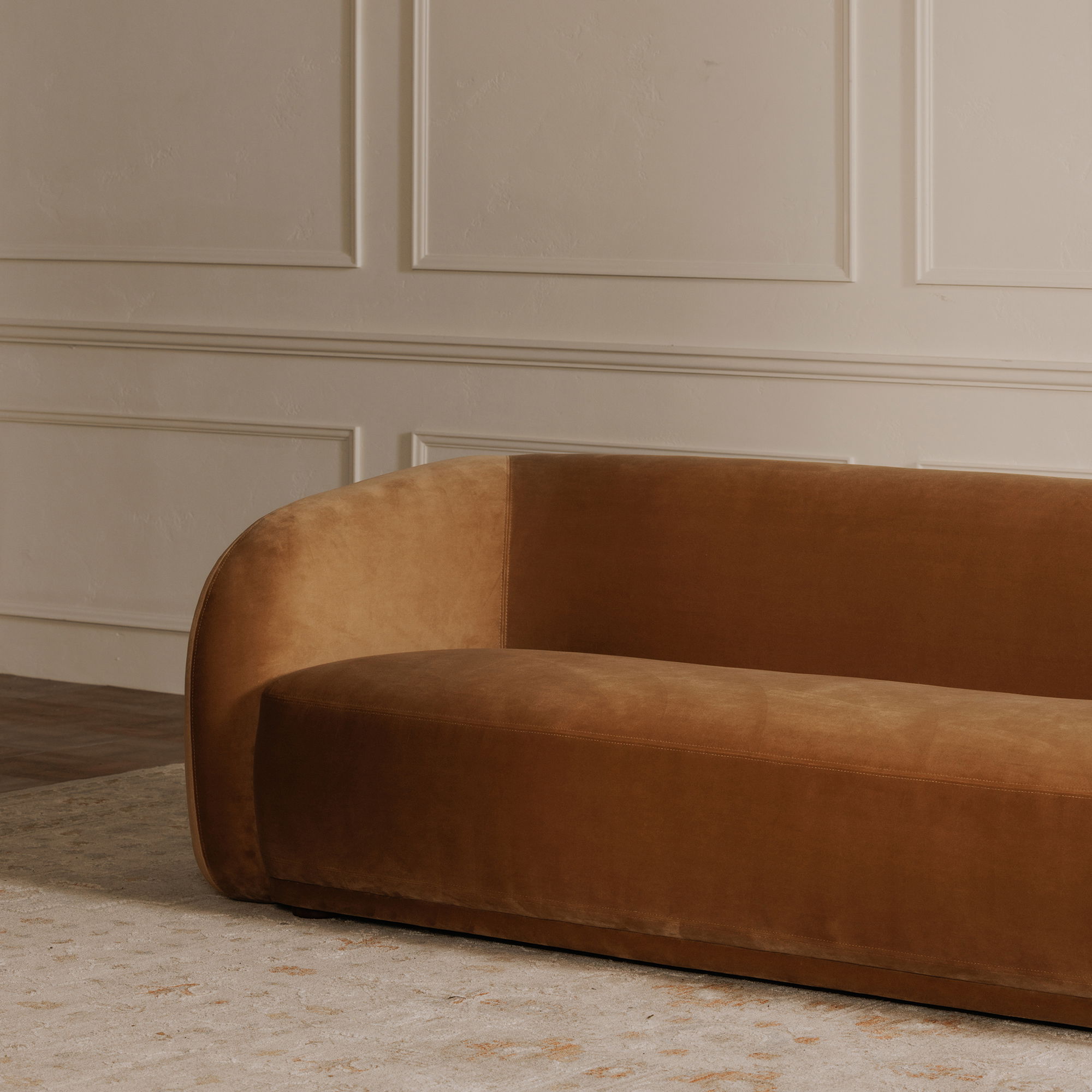 Faye Sofa Tan Faux Mohair large image 
