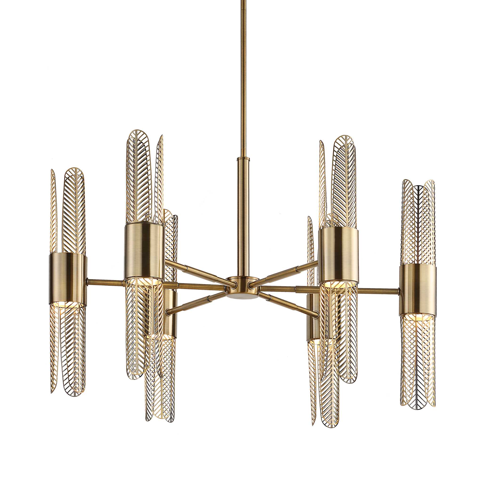 Cret 12 Light Brass Chandelier, Ceiling Light by Uttermost, 31" width x 20.62" height x 31" diameter x 31" depth View 7