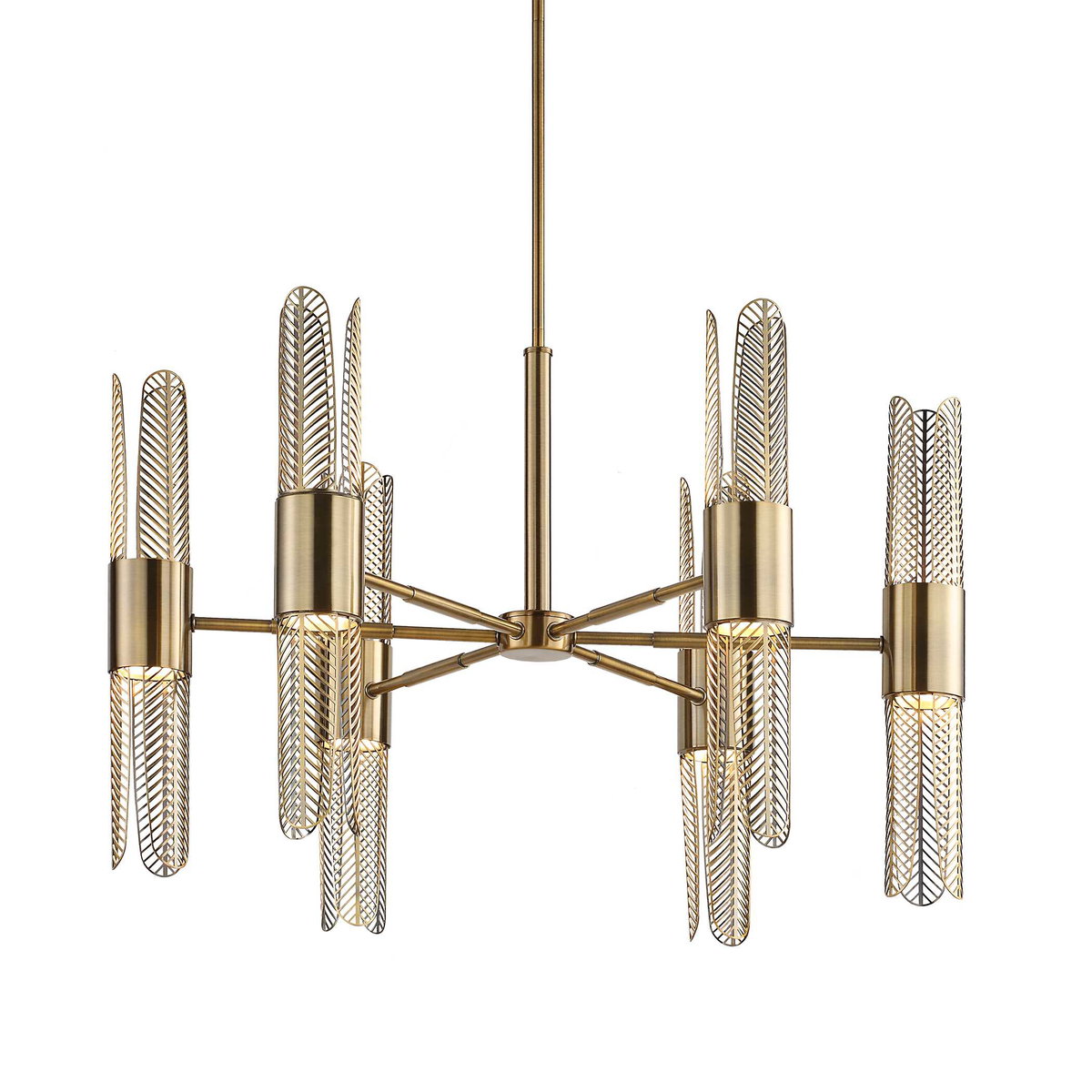 Cret 12 Light Brass Chandelier, Ceiling Light by Uttermost, 31" width x 20.62" height x 31" diameter x 31" depth View 7