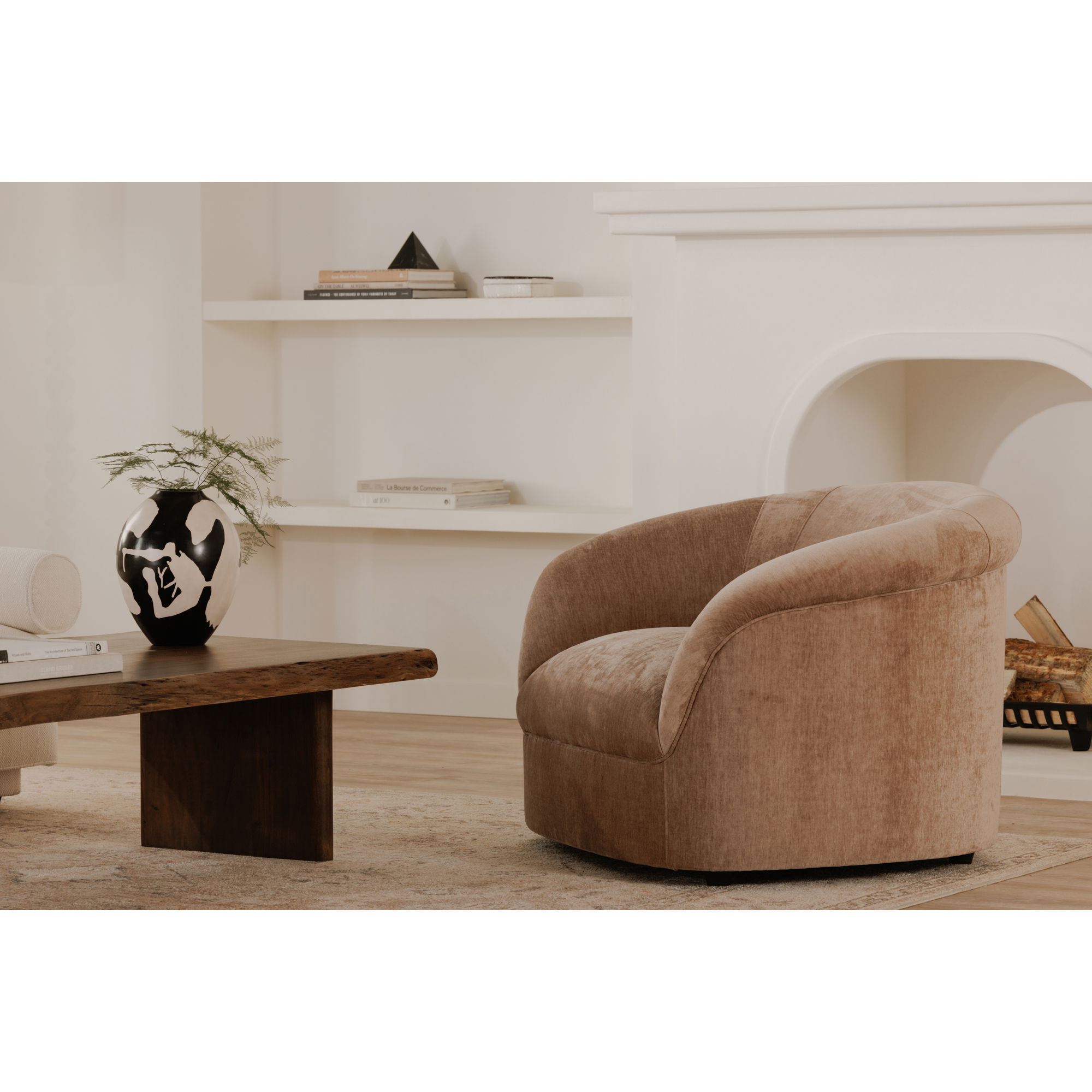 Thora Lounge Chair Blush, Accent Chair by Moe's Home, 39.25" width x 28.75" height x 35" depth View 8