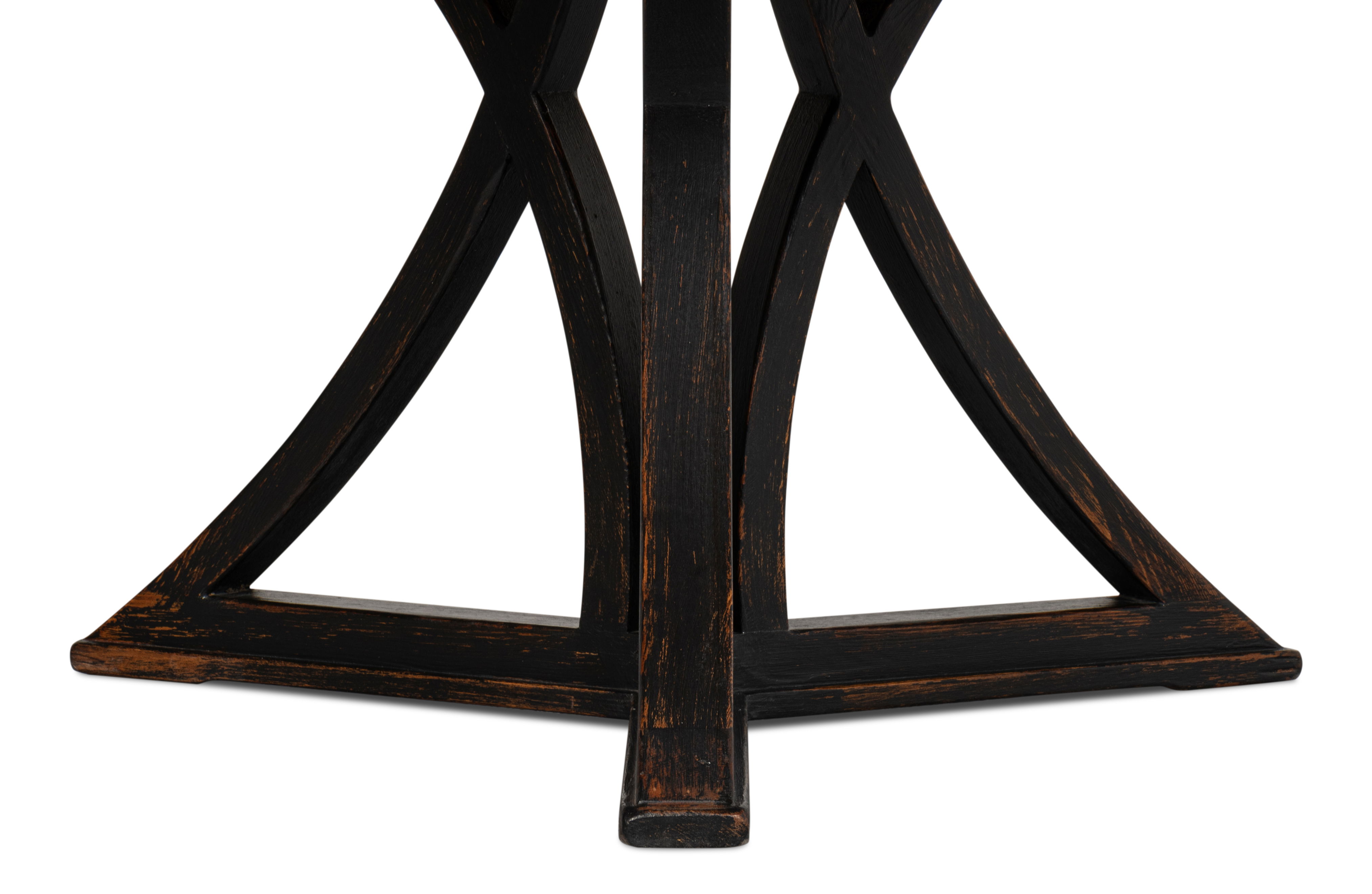 Flying Buttress Dining Table,Ant. Black, by Sarreid, 54" length x 54" width x 30" height View 6