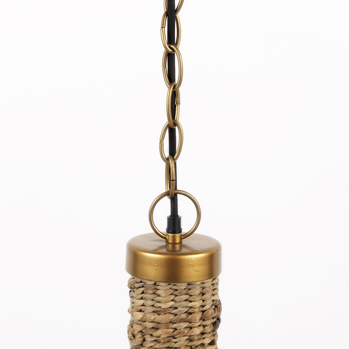 Campanile  Brown Whicker Pendant Light, by Mercana, 16" length x 16" width x 27" height View 7