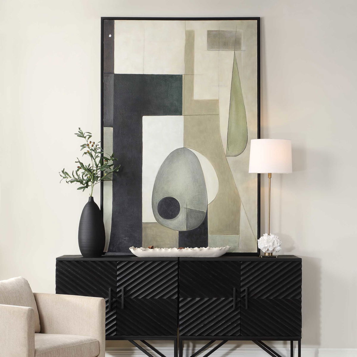 Fair Trade Geometric Abstract Art, by Uttermost, 49.7" width x 73.7" height x 1.5" depth View 2