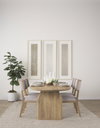 Tenton Open Back Dining Side Chair | Grey Fabric with Brown Wooden, Dining Chair by Mercana, 23.5" length x 19" width x 36.75" height thumbnail 3