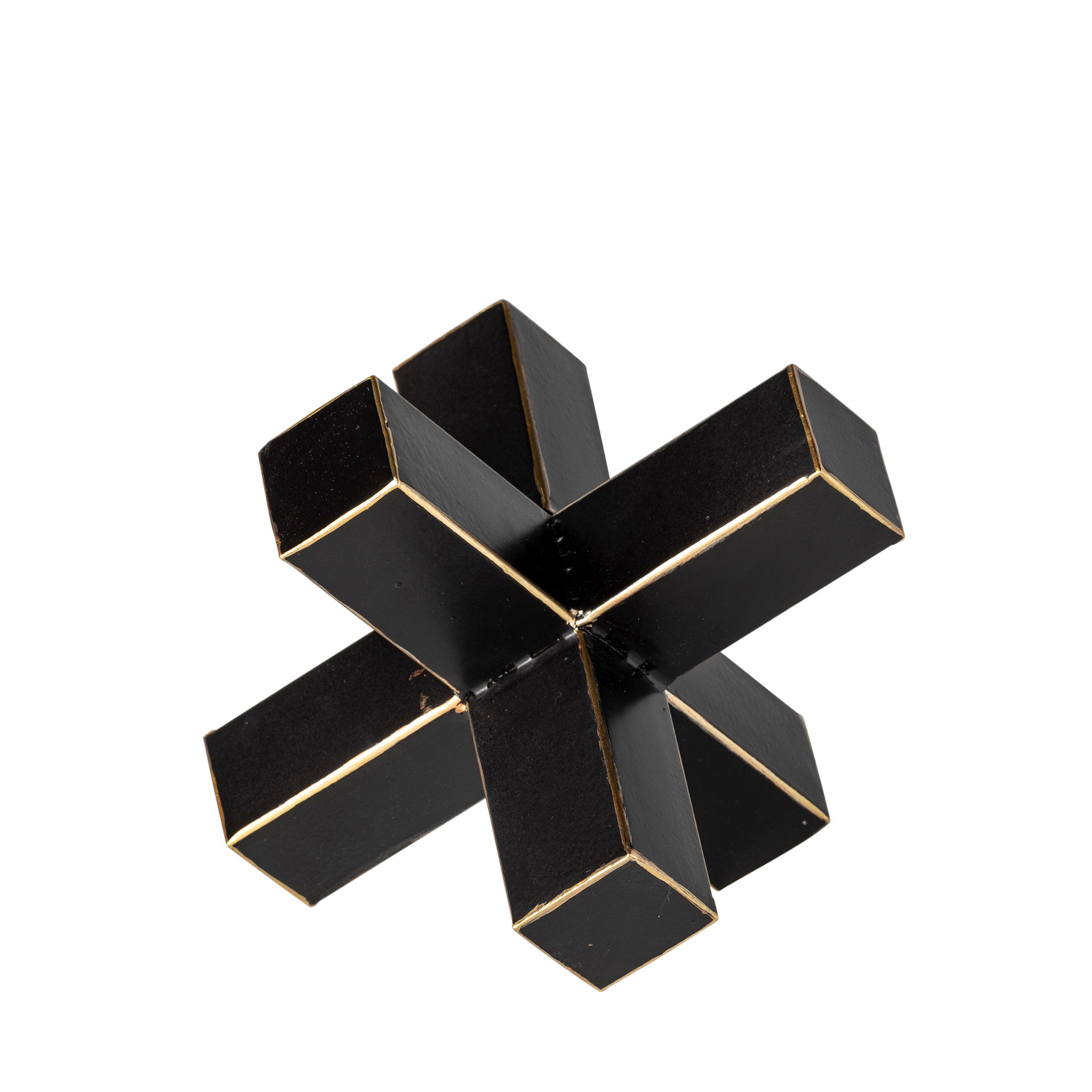 Abel (Small) 8L x 7W Black Metal Jack with Gold Accents, Decorative Object by Mercana, 7.68" length x 6.69" width x 6.3" height View 1
