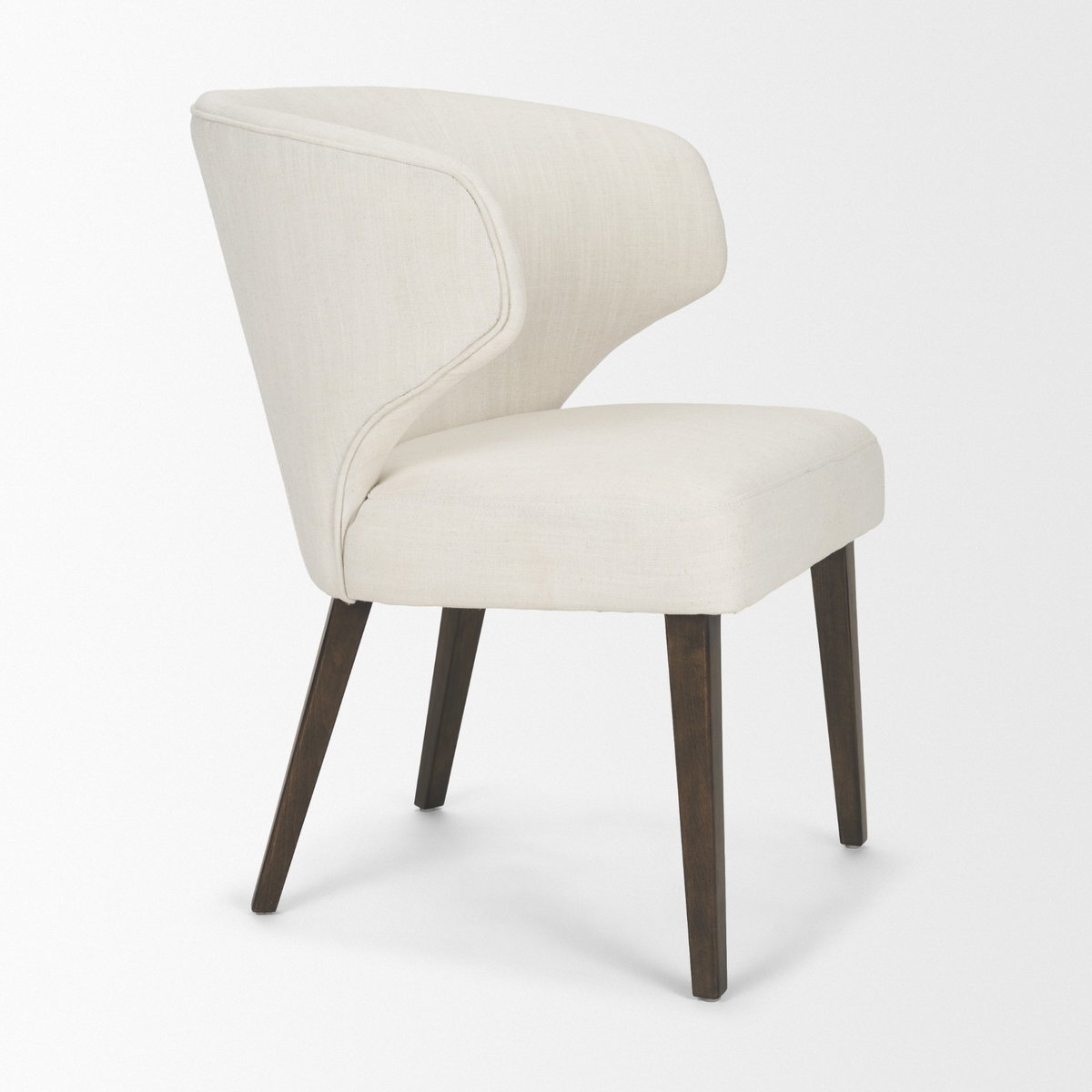 Niles Wingback Dining Side Chair | Cream Fabric with Dark Brown Wooden, Dining Chair by Mercana, 22.5" length x 24.5" width x 32" height View 9