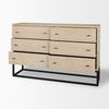 Ciara 6 Drawer Beige Fir Veneer with Black Metal Sideboard, Sideboards & Buffet by Mercana, 61.22" length x 15.94" width x 38.39" height thumbnail 7