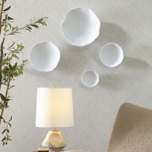 Lucky Coins White Metal Wall Bowls, S/4